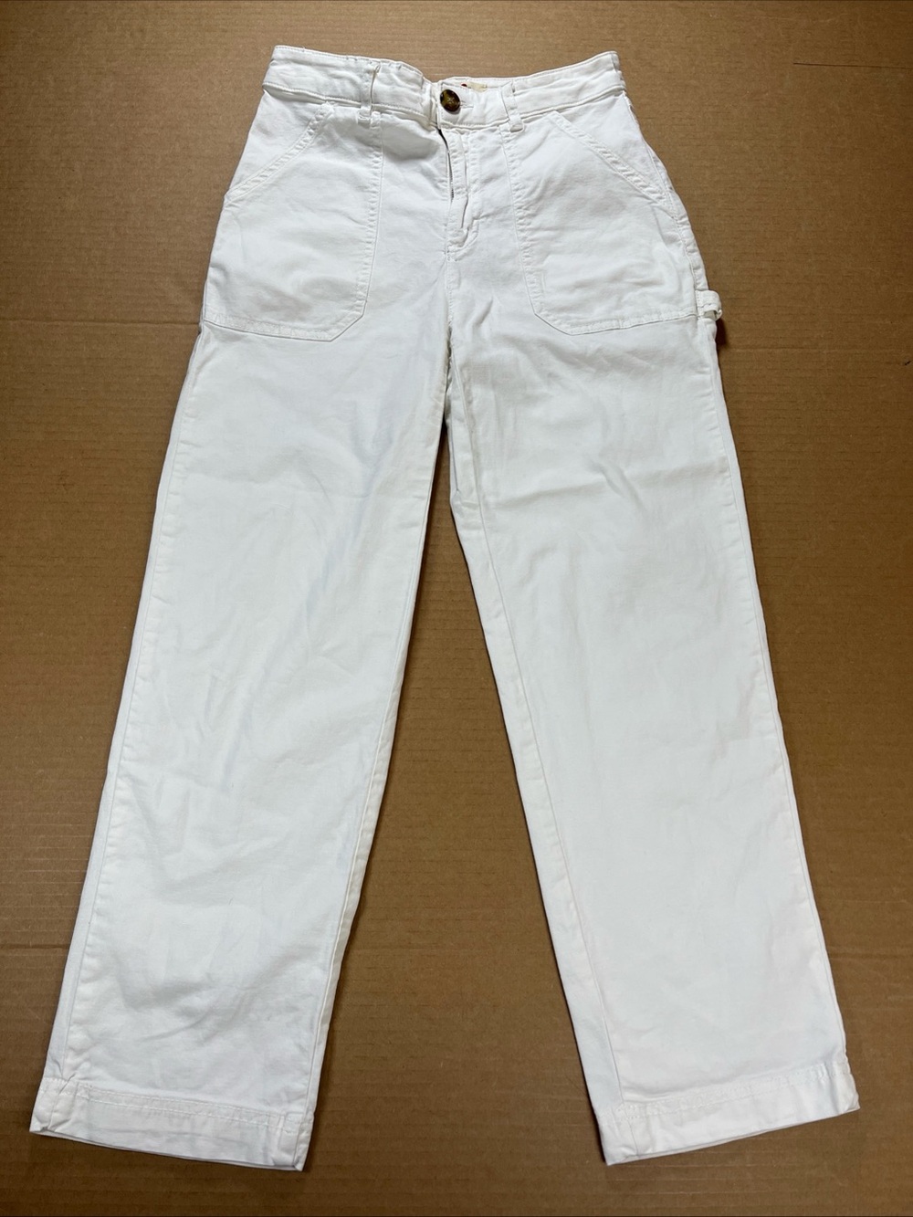 Marine Layer Utility Pant Maya Straight Organic White Patch Pockets Womens 6